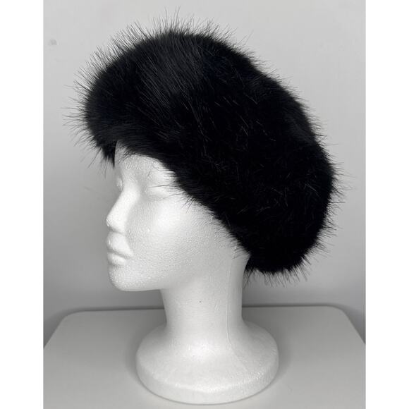 Vintage-Inspired Black Faux Fur Winter Hat Fleece Lined Cozy Warm unbranded main image 8